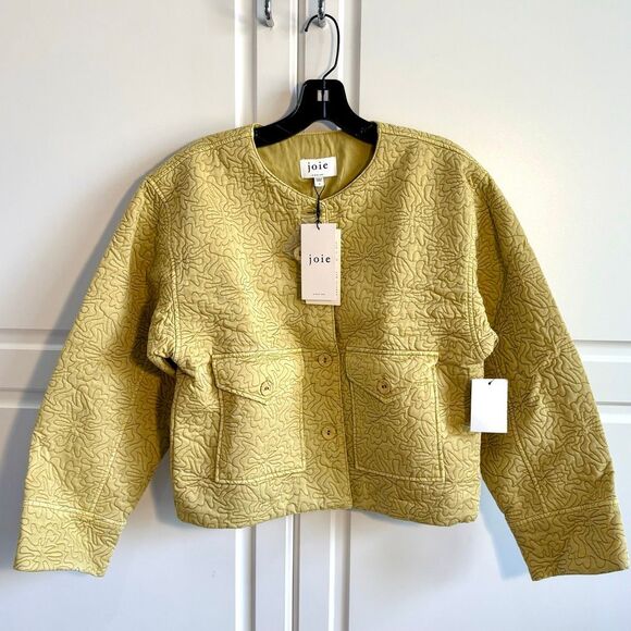 NWT Joie “Brooke” quilted cotton jacket In yellow olive oil. Size S - Picture 3 of 13